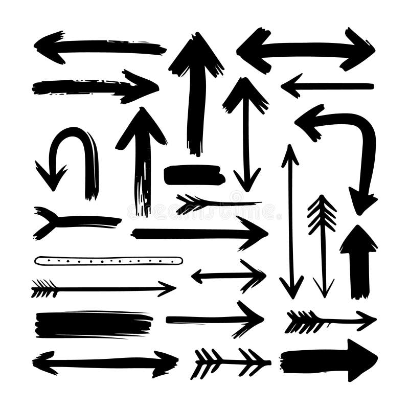 Geometrischer technischer Arrow-Set schwarzer Vector. Eine Reihe geometrischer technischer Vektorpfeile mit sauberen und strukturi stock abbildung