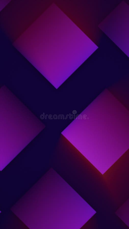 Geometrisches abstraktes Muster mit leuchtenden violetten und roten Fliesen, die in einem dunkelfuturistischen Raum schweben vektor abbildung