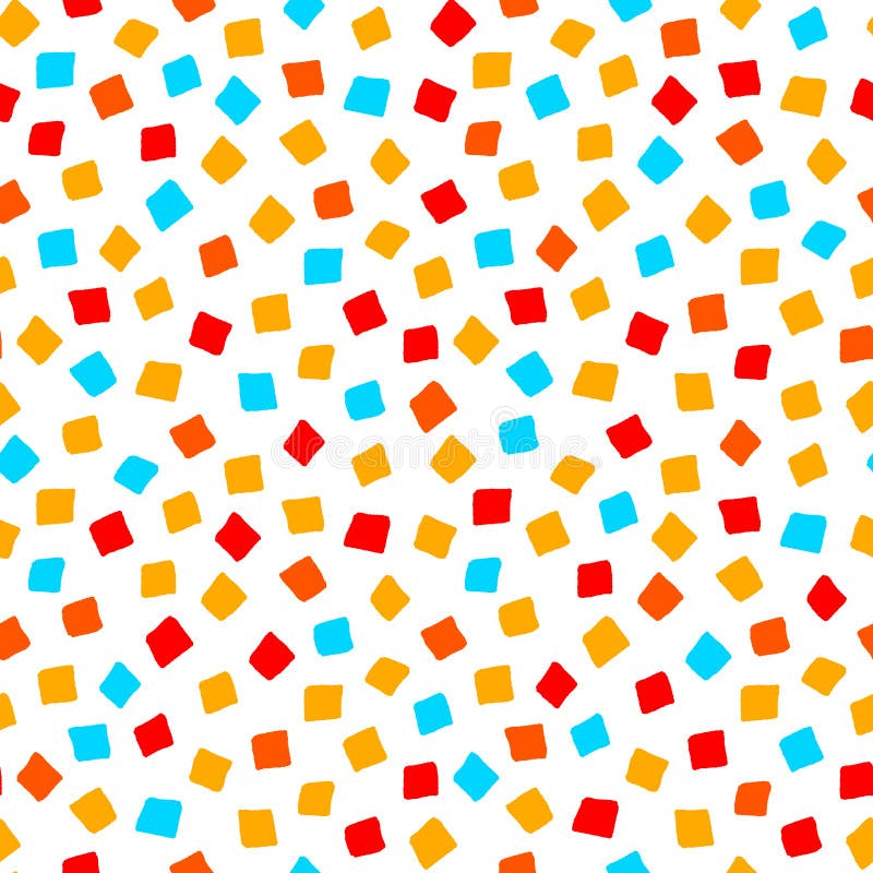 Geometrisches nahtloses Muster der bunten roten Form des orange Gelbs blauen quadratischen, Vektor stock abbildung