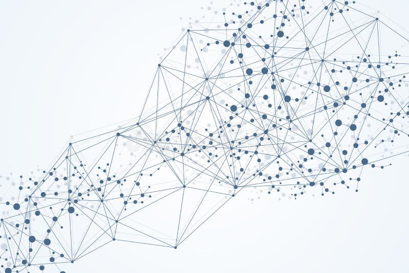 Geometrisk abstrakt bakgrund med förbindelselinjen och prickar Strukturmolekyl och kommunikation Stor datavisualization royaltyfri illustrationer