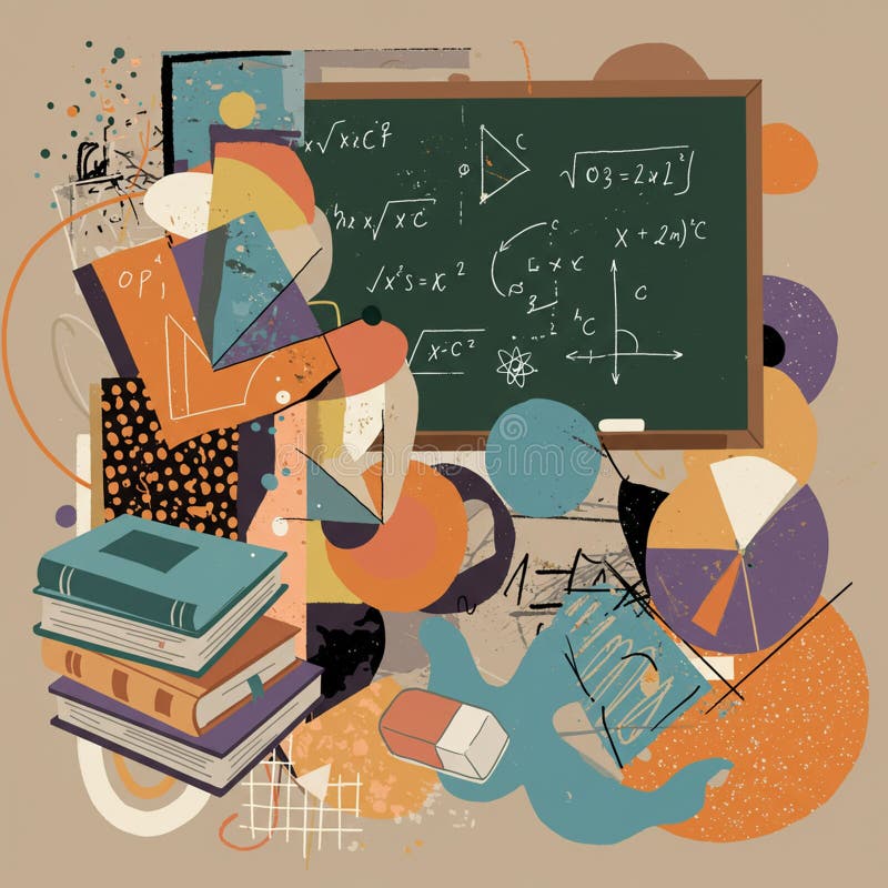 Geometrisk abstraktion med matematik och utbildning. En tavla är fylld vektor illustrationer