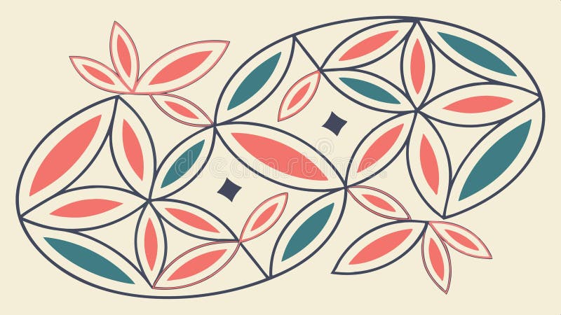 Geometrisk cirkulär dekorativ dekorativ abstrakt konstruktionsvektor Generativ AI. En illustration med cirkulär design med ett komplicerat geometriskt mönster kombinerat med florelement i varma toner. Representerar dekorativa konstmönster abstrakta mönster kulturellt mönster eller fungerar som ett detaljerat och visuellt engagerande bakgrundselement för olika konstnärliga skapelser. vektordesign Generativ AI