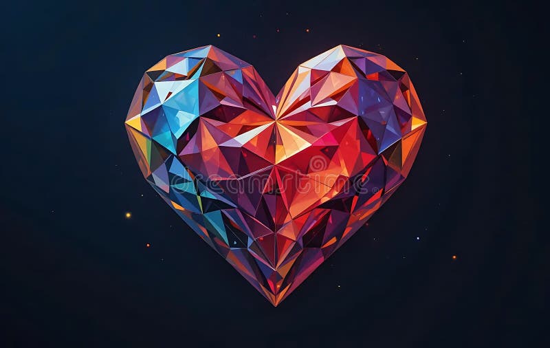 Geometrisk hjärtrytm med låg polyfärglösa trianglar royaltyfri illustrationer