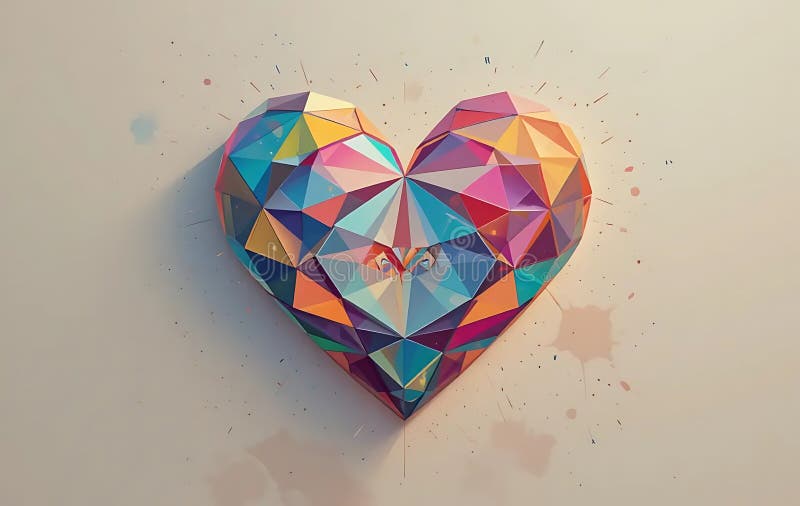 Geometrisk hjärtrytm med låg polyfärglösa trianglar stock illustrationer