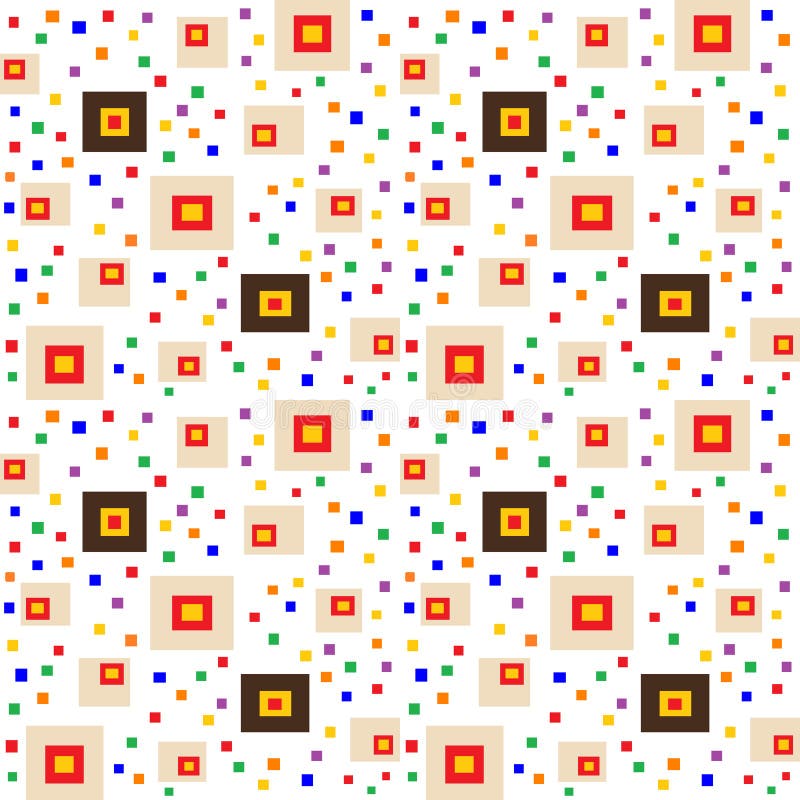 Sömlös geometrisk modell med rektanglar och färgrika prickar på vit bakgrund