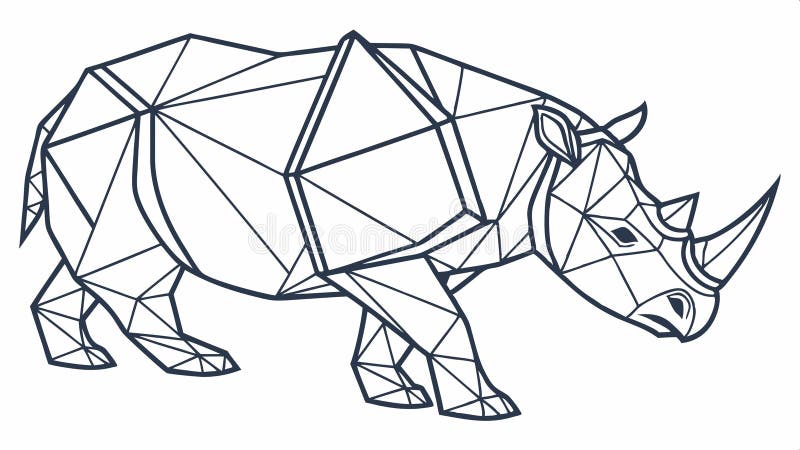 Geometrisk rhinoillustration Låg utformning av polydjurvektor Generativ AI stock illustrationer