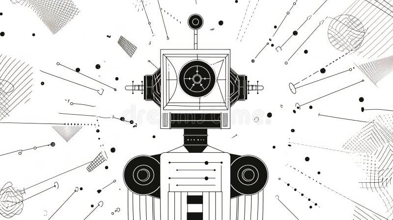 Geometrisk robotillustration med abstrakta element arkivfoton