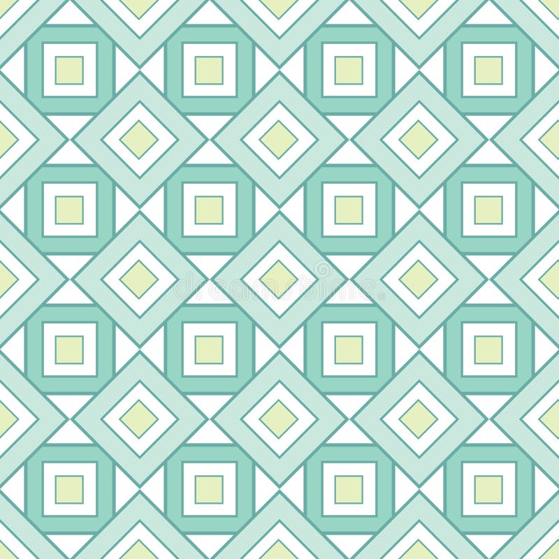 Geometrisk sömlös modell med fyrkanter i turkos, limefruktgräsplan och Teal Color royaltyfri illustrationer