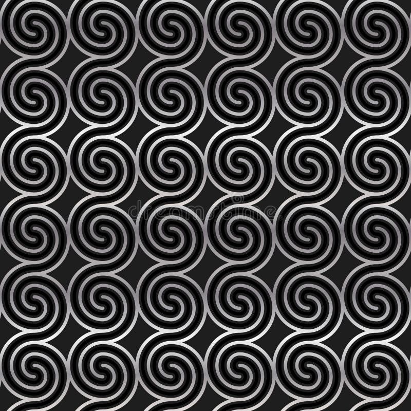 Geometrisk sömlös modell med silverspiral abstrakt metalltextur royaltyfri illustrationer Geometrisk sömlös modell med silverspiral abstrakt metalltextur royaltyfri illustrationer