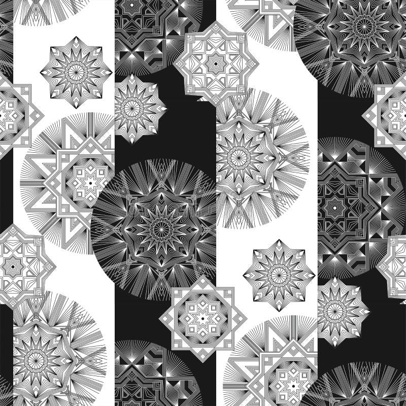 Geometrisk tunn linje sömlös modell för snövektor stock illustrationer