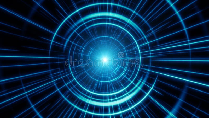 Geometrisk tunnel för abstrakt teknik Futuristisk digital blå bakgrund stock illustrationer