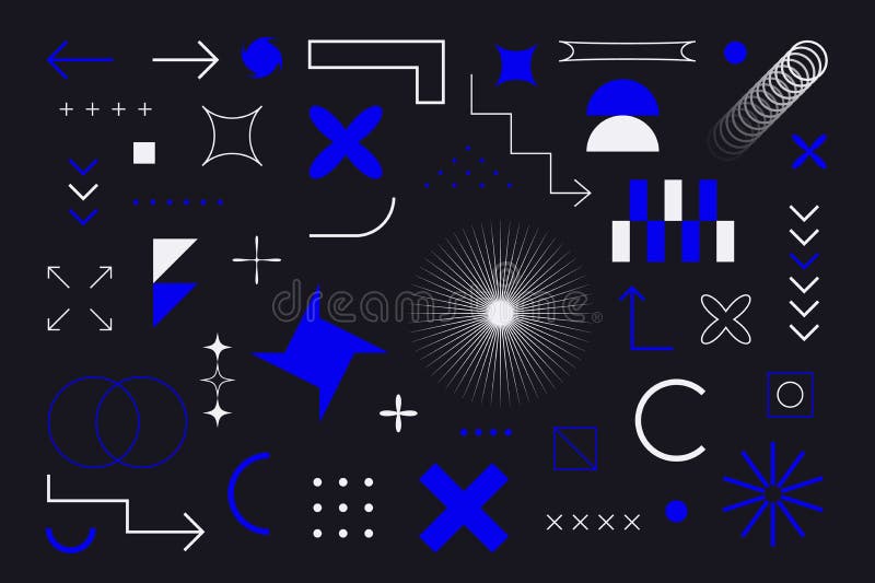 Geometriska element bauhaus swiss-format. brutalism abstrakt fet geometri former vektordigital grafisk design vektor illustrationer