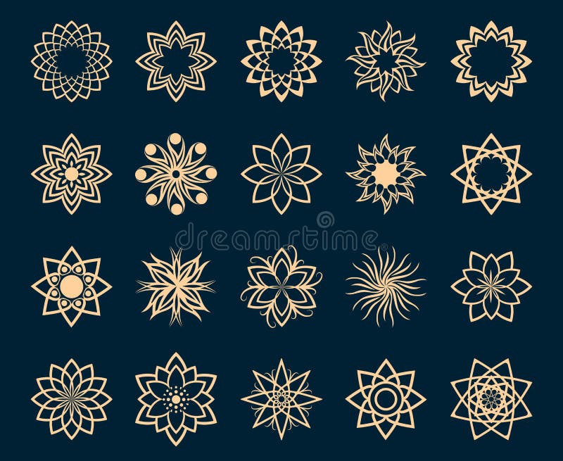 Geometriska symboler för abstrakt lotusblomma stock illustrationer