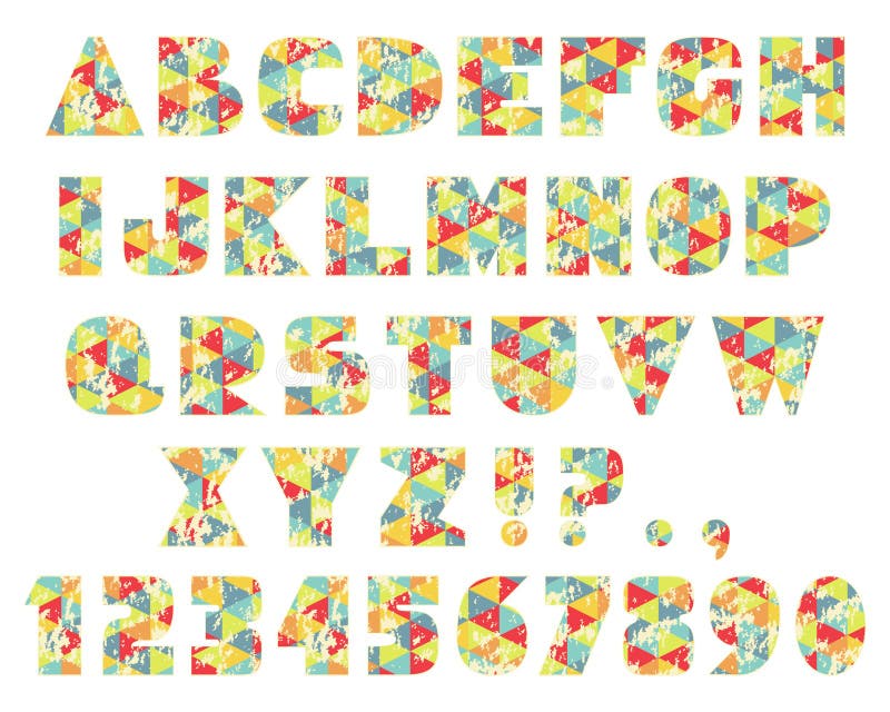 Geometriska triangelbokstäver för tappning stock illustrationer Geometriska triangelbokstäver för tappning stock illustrationer