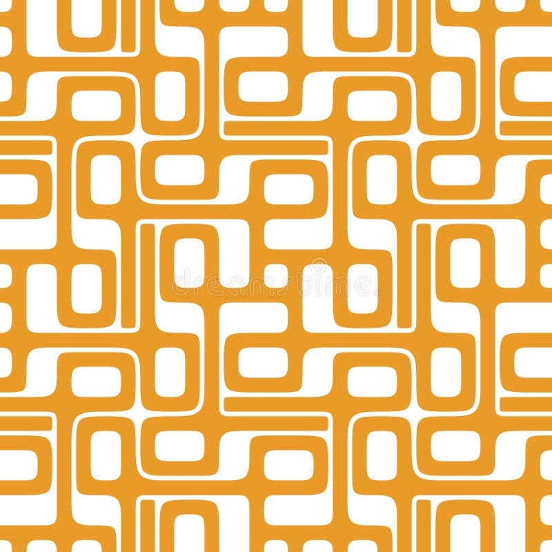 Geometriskt mönster med ett komplicerat, abstrakt rutnät med förreglande gula rektanglar och fyrkanter på vit bakgrund. royaltyfri illustrationer