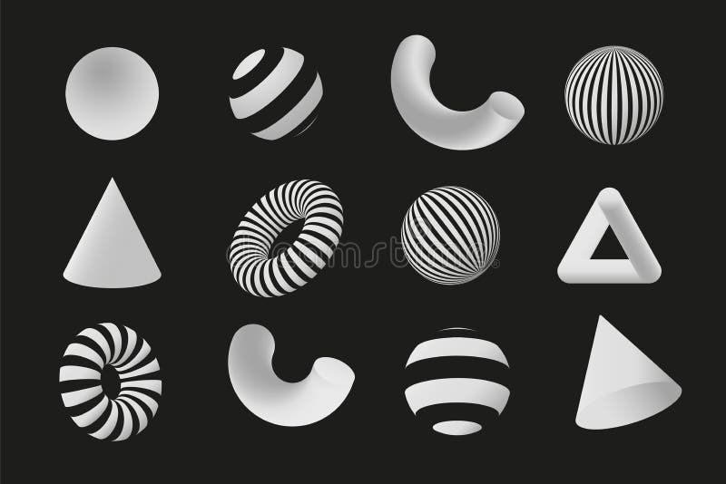 Geometry 3D shapes royalty free illustration