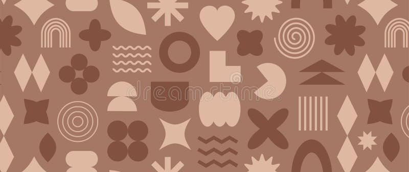 Geometry Form Retro nahtlose Muster Mocha Mousse Farbe abstrakt y2k Hintergrund moderne funky Print einfachen Groovy Element vektor abbildung