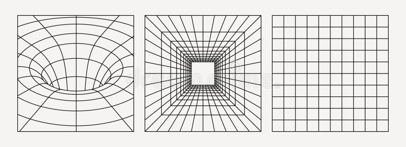 Geometry wireframe grid backgrounds in neon pink color. 3D abstract cyberpunk posters, patterns. vector illustration