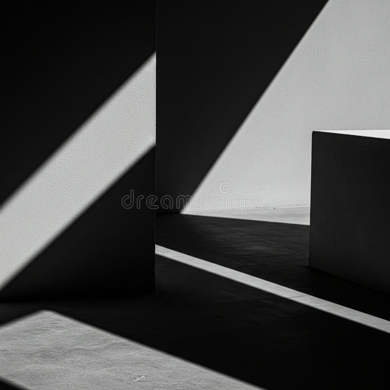Geometryczna interakcja światła i cienia na powierzchni monochromatycznej. ukośny ilustracja wektor