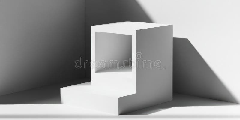 Geometría minimalista Explorar el espacio abstracto blanco con una sombra stock de ilustración