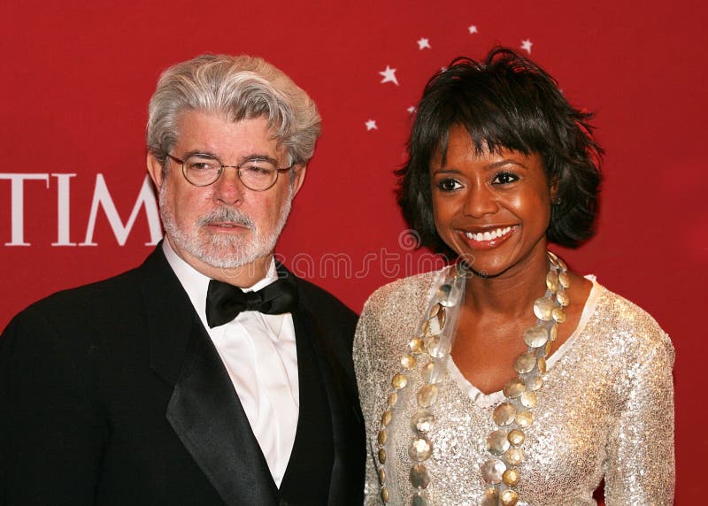 George Lucas en Mellody Hobson royalty-vrije stock foto's