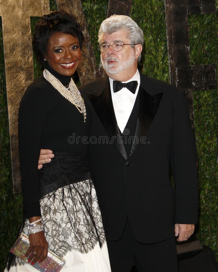 George Lucas, Mellody Hobson, Vanity Fair royalty-vrije stock afbeeldingen