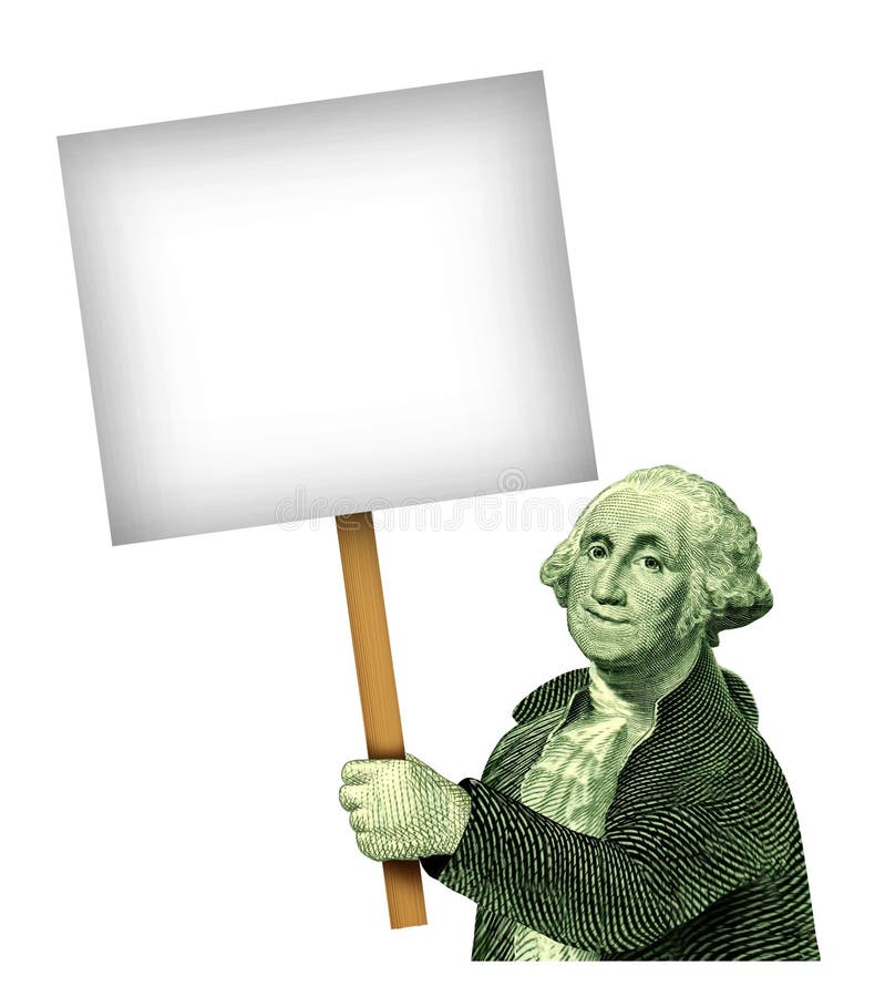 George Washington dat het teken van A houdt stock illustratie George Washington dat het teken van A houdt stock illustratie