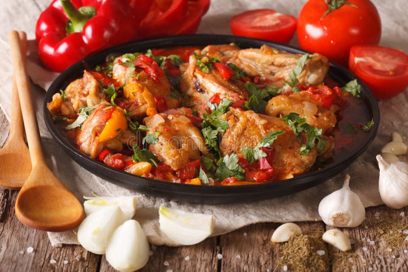 Georgian Cuisine: Chakhokhbili Chicken Stew with Vegetables. Clo Stock ...