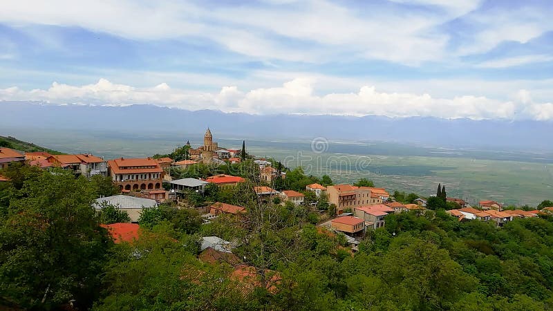 The Georgian town of Sighnaghi is known as the City of Love. The town offers scenic views of the Alazani Valley and the Great Caucasian ridge. The Georgian town of Sighnaghi is known as the City of Love. The town offers scenic views of the Alazani Valley and the Great Caucasian ridge.