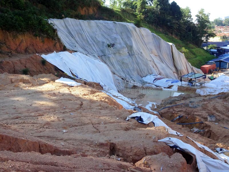 The Geotextile Fabric is Spread Over the Surface of the Slope To