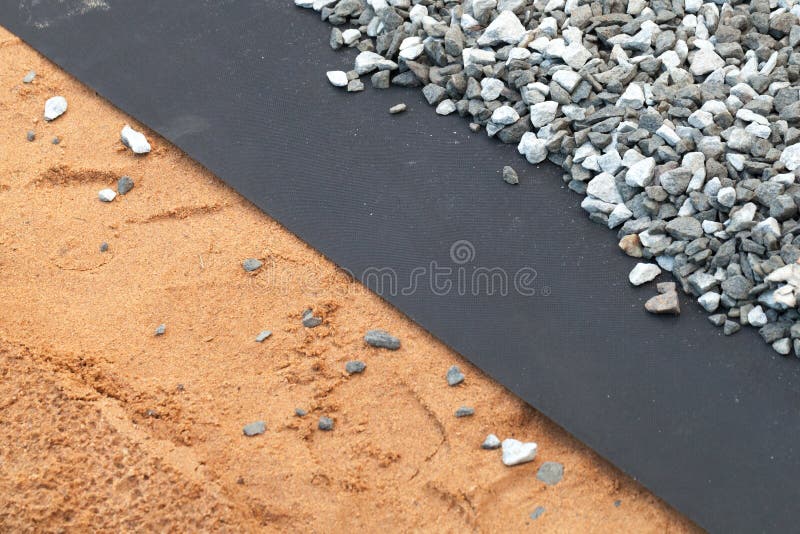 Geotextile Layer Between Gray Gravel And Sand Stock Image Image 33236901