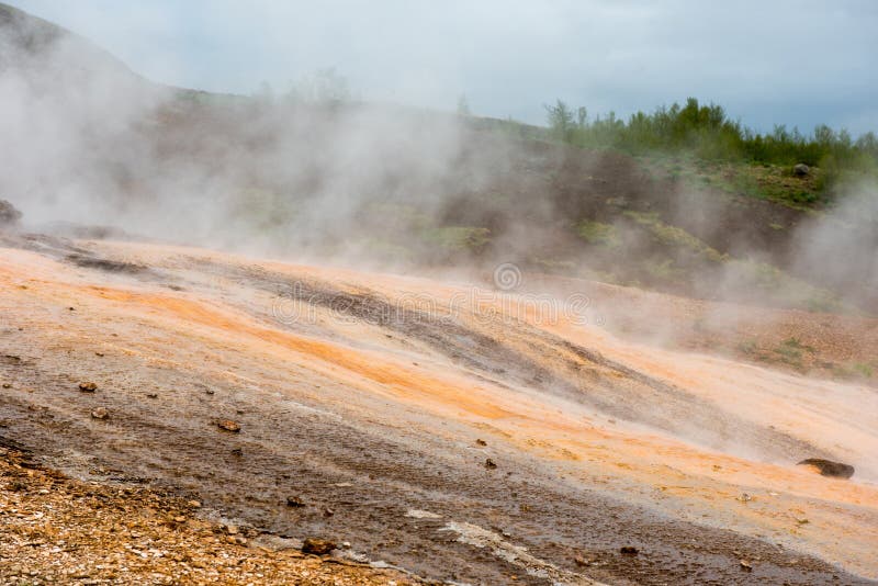 Geothermal activity in Hveragerdi, Iceland with hot springs royalty free stock photography Geothermal activity in Hveragerdi, Iceland with hot springs royalty free stock photography