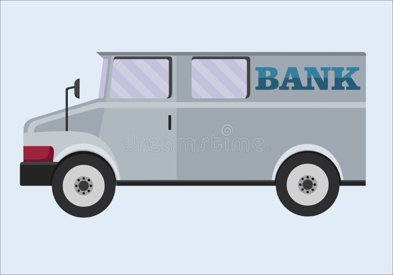 Gepantserde Vrachtwagen Bankwezen, vervoer van kostbaarheden, de inzamelingsdienst stock illustratie Gepantserde Vrachtwagen Bankwezen, vervoer van kostbaarheden, de inzamelingsdienst stock illustratie