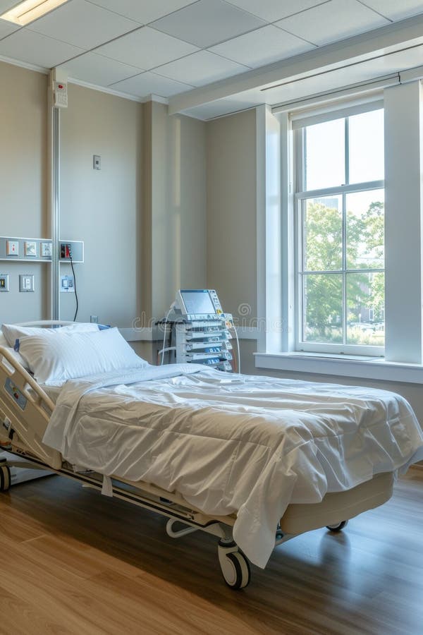 Gepflegtes, modernes Krankenhaus mit natürlichem Licht und ruhiger Atmosphäre vektor abbildung