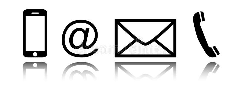 Geplaatst contactpictogram - mobiel, telefoon, post, envelop, e-mailsymbool stock illustratie Geplaatst contactpictogram - mobiel, telefoon, post, envelop, e-mailsymbool stock illustratie