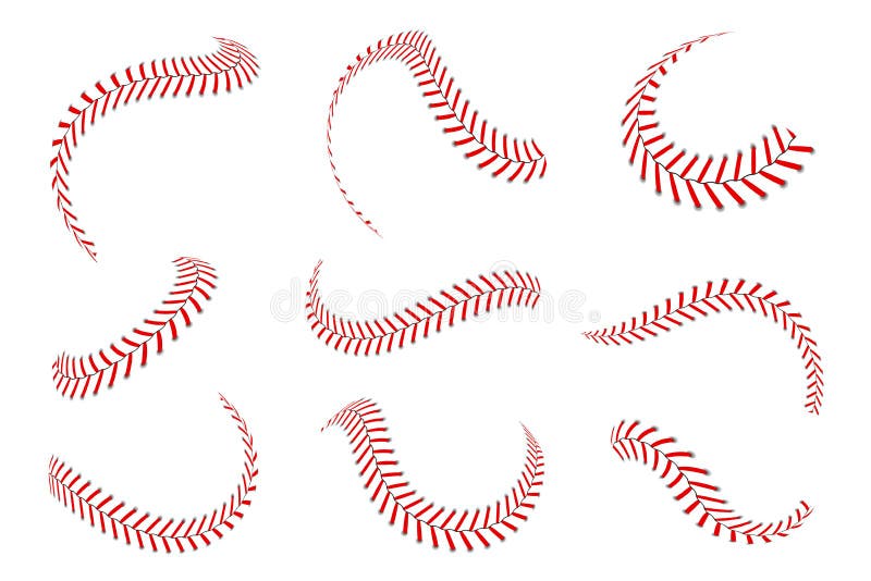 Geplaatst honkbalkant Honkbalsteken met rode draden Sporten grafische elementen en naadloze borstels
