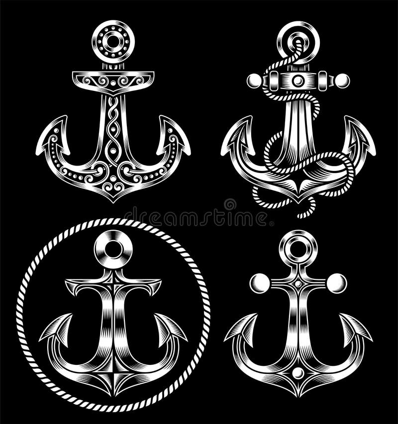 Geplaatste ankerpictogrammen vector illustratie Geplaatste ankerpictogrammen vector illustratie