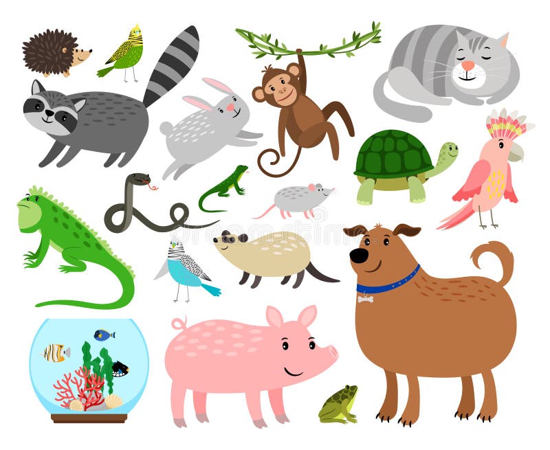 Geplaatste beeldverhaalhuisdieren royalty-vrije illustratie Geplaatste beeldverhaalhuisdieren royalty-vrije illustratie