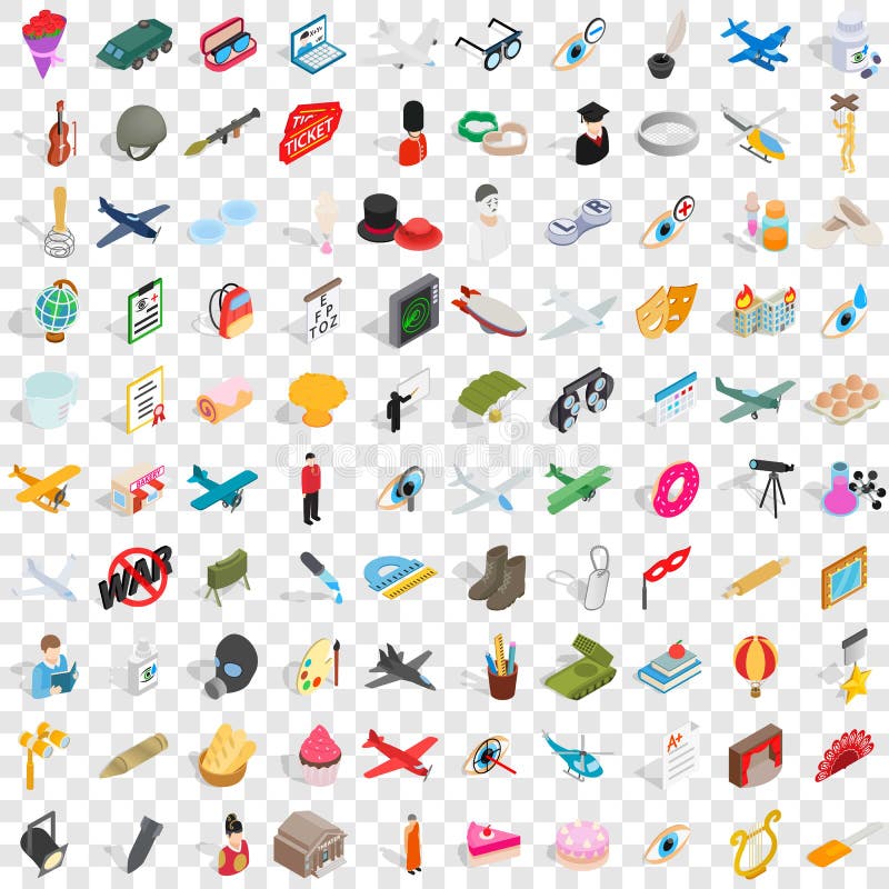 100 geplaatste beroepspictogrammen, isometrische 3d stijl stock illustratie 100 geplaatste beroepspictogrammen, isometrische 3d stijl stock illustratie