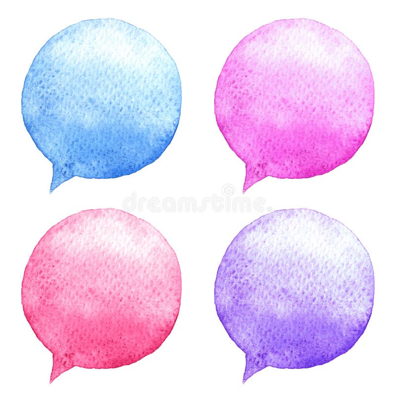 Geplaatste de bellen van de waterverftoespraak Het gezicht van Hand-drawn vrouwen illustration Sociale media pictogrammen royalty-vrije illustratie Geplaatste de bellen van de waterverftoespraak Het gezicht van Hand-drawn vrouwen illustration Sociale media pictogrammen royalty-vrije illustratie