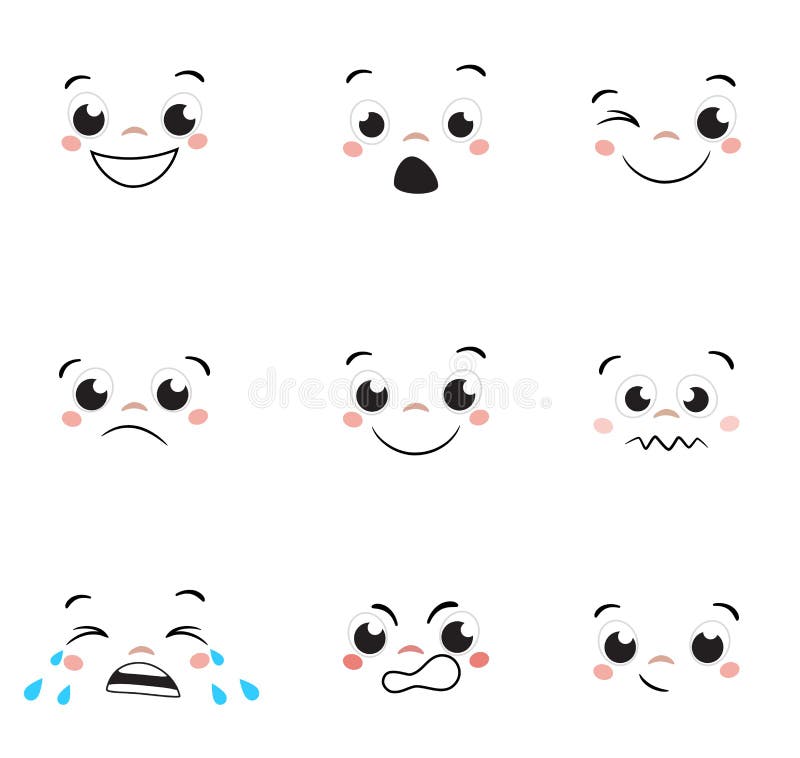 Geplaatste de emoties van het beeldverhaalgezicht reeks avatar uitdrukkingen