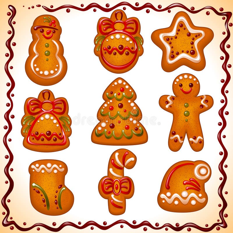 Kerstkoekjes set stock illustratie