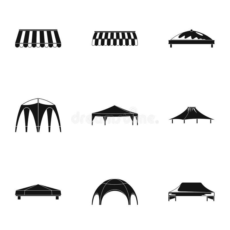 Geplaatste de pictogrammen van de brugluifel, eenvoudige stijl stock illustratie Geplaatste de pictogrammen van de brugluifel, eenvoudige stijl stock illustratie