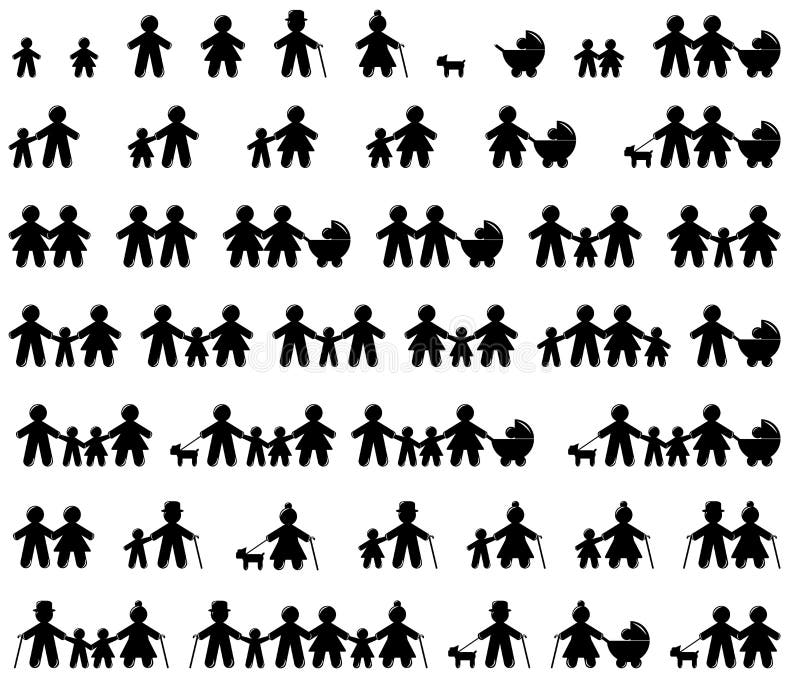 Geplaatste de Pictogrammen van de familie stock illustratie Geplaatste de Pictogrammen van de familie stock illustratie