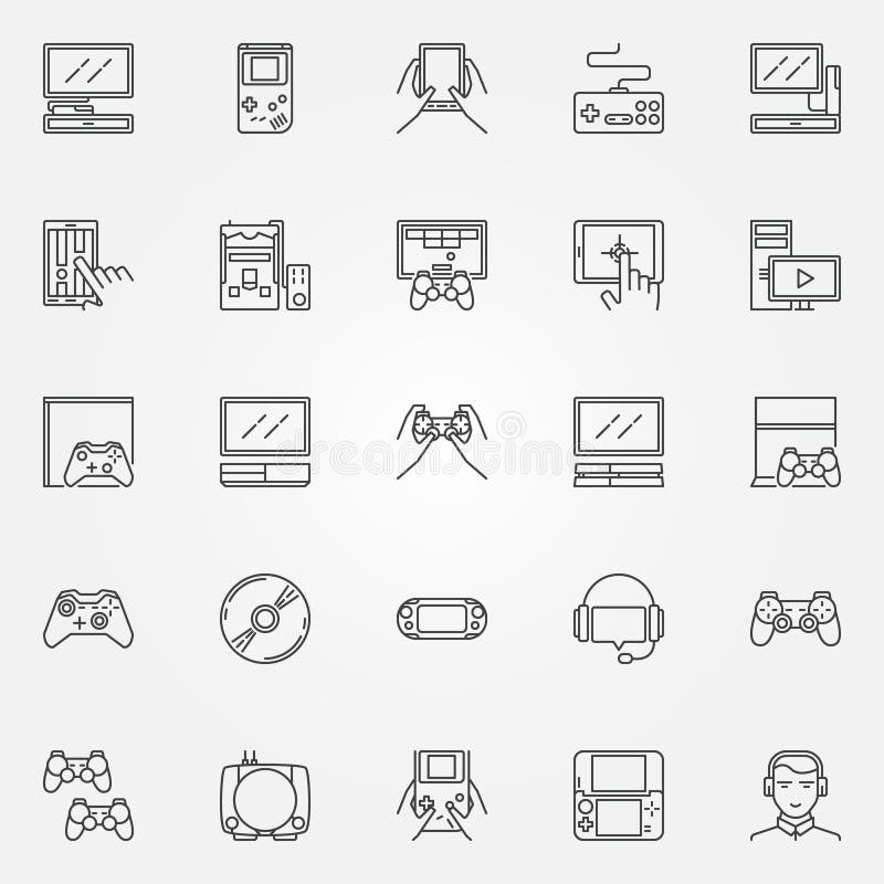 Set gameconsole-iconen royalty-vrije illustratie