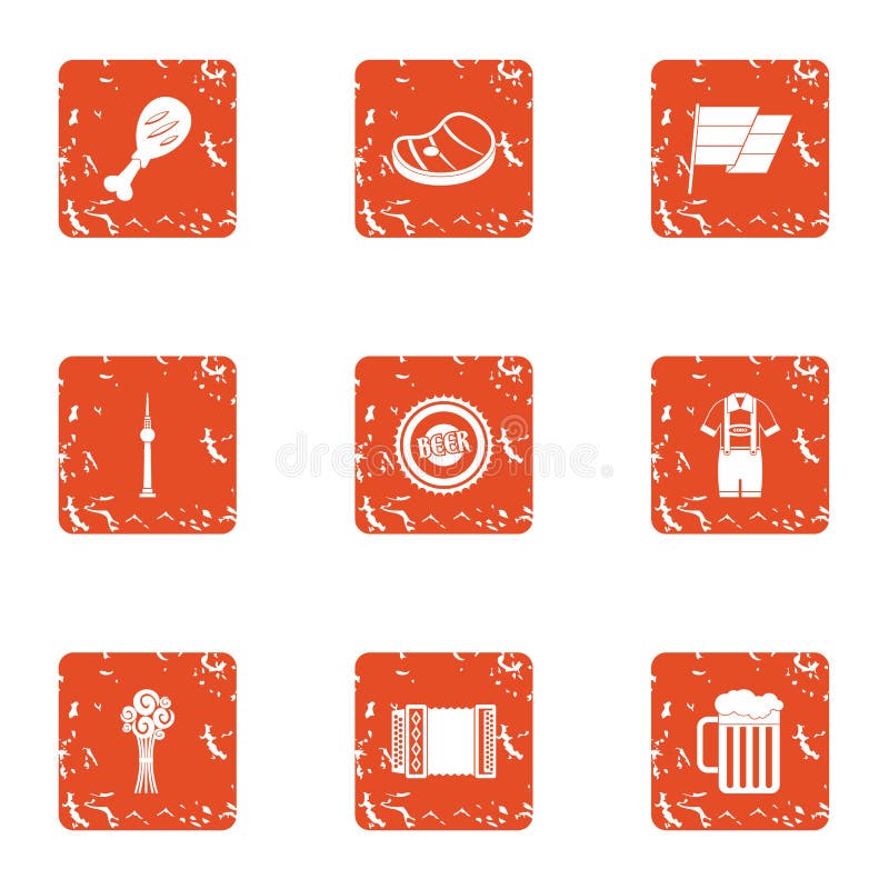 Geplaatste de pictogrammen van dorpsutopie, grunge stijl royalty-vrije illustratie Geplaatste de pictogrammen van dorpsutopie, grunge stijl royalty-vrije illustratie