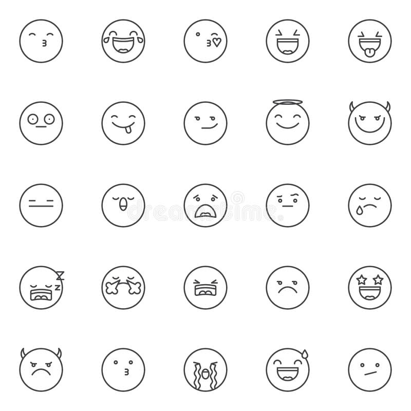Geplaatste de pictogrammen van het Emoticonoverzicht royalty-vrije illustratie