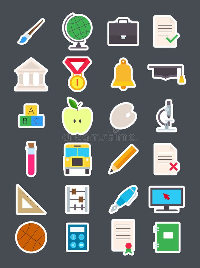 Geplaatste de pictogrammen van het onderwijs vector illustratie Geplaatste de pictogrammen van het onderwijs vector illustratie