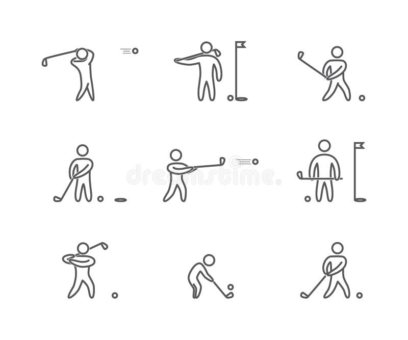 Geplaatste de pictogrammen van het overzichtsgolf vector illustratie Geplaatste de pictogrammen van het overzichtsgolf vector illustratie