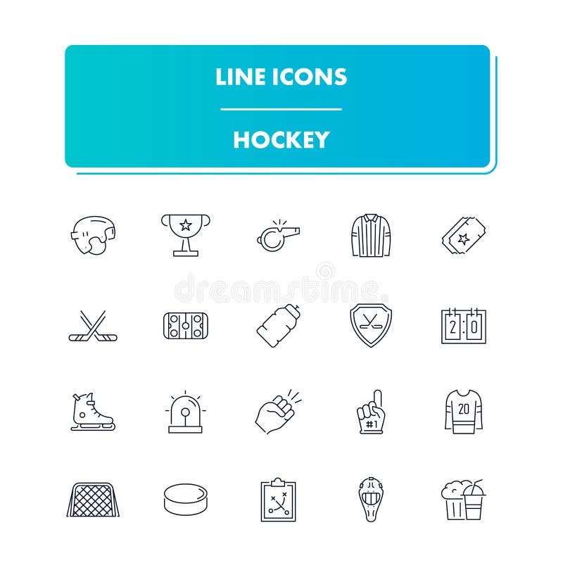 Geplaatste de pictogrammen van de lijnsport hockey royalty-vrije illustratie Geplaatste de pictogrammen van de lijnsport hockey royalty-vrije illustratie